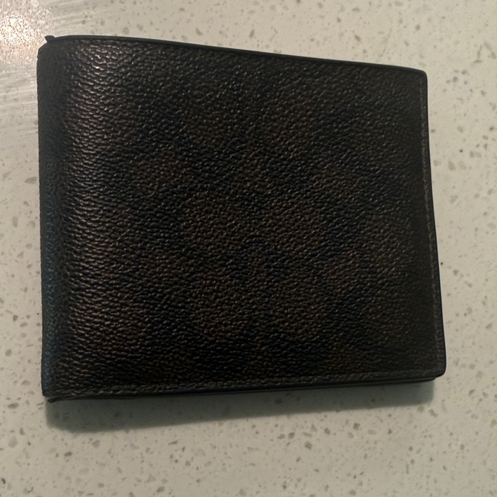 Coach Men's Signature Leather Wallet - Dark Brown/Black